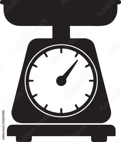 Kitchen scale icon, cooking tool icon silhouette, kitchen scale icon silhouette vector illustration