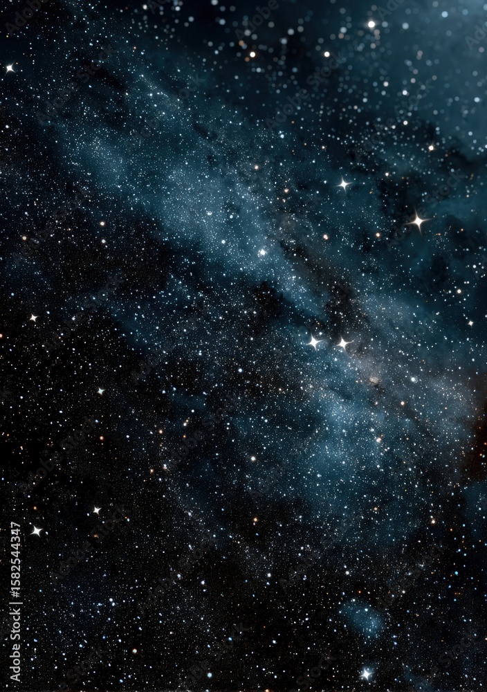 Obraz premium The night sky is filled with numerous stars and wispy clouds overhead