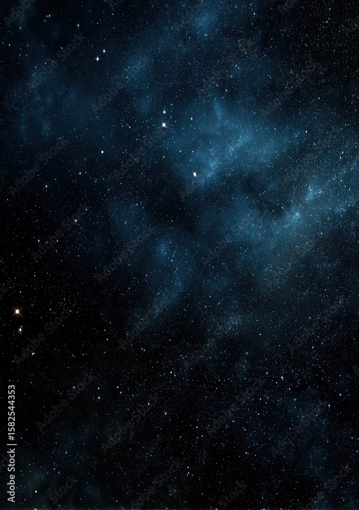 Obraz premium The night sky is filled with numerous stars and wispy clouds overhead