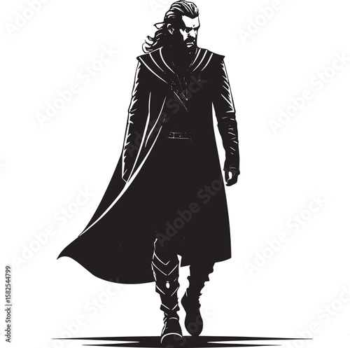 Warrior with flowing cloak and armor fantasy