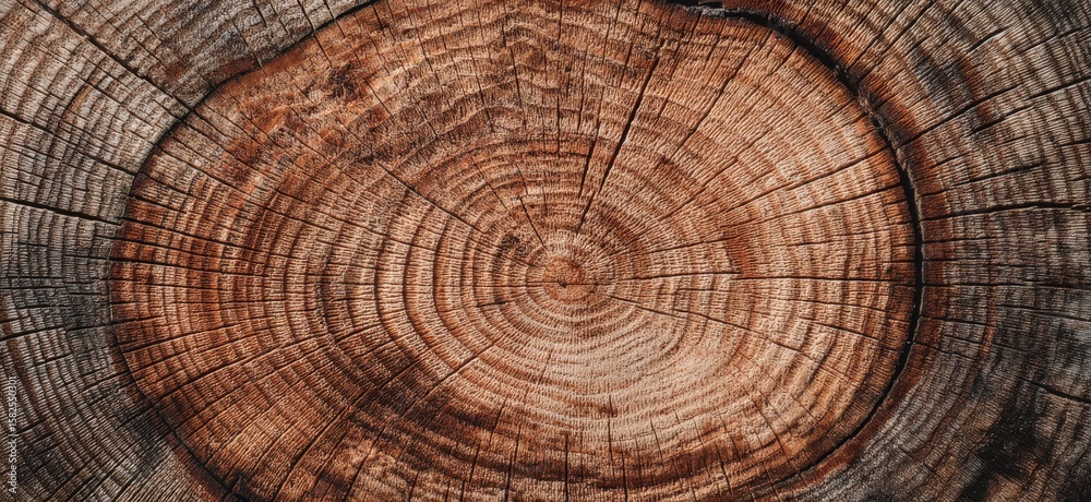 Fototapeta premium A detailed close up of a tree stump showcasing the distinct rings of a tree
