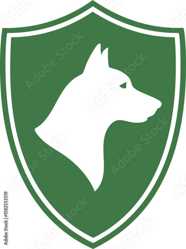 Dog Protection Icon – Green Shield Pet Safety and Canine Care Illustration