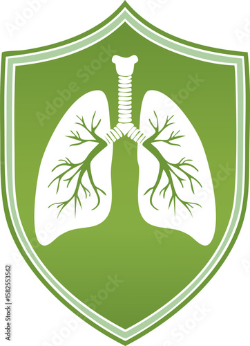 Lung Protection Shield – Vector Illustration of Respiratory Health and Medical Safety Concept
