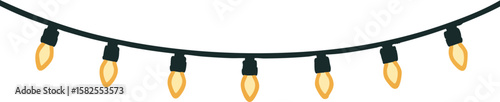 String Lights Garland – Vector Illustration of Hanging Bulbs for Party, Festival and Christmas Decoration