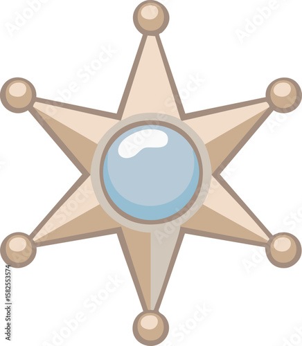 Sheriff Star Badge – Vector Illustration of Western Police Symbol and Law Enforcement Emblem
