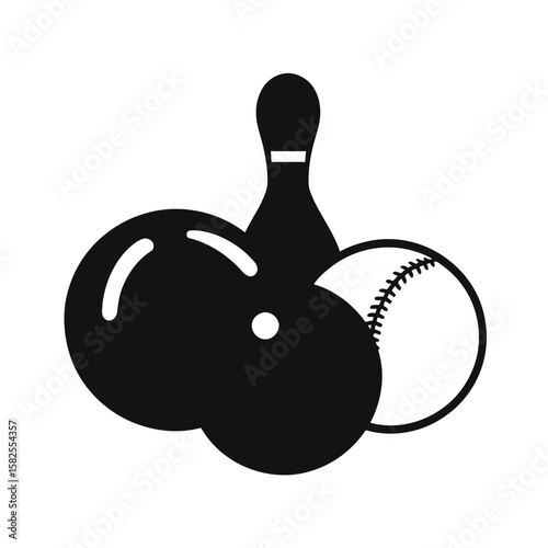 A striking 3D vector illustration of an isolated bowling ball and pins, perfect for sports game and leisure activity designs