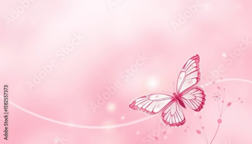 Elegant pink butterfly illustration on a soft and dreamy blurred background