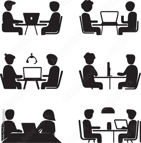 People Working on Laptops vector icons