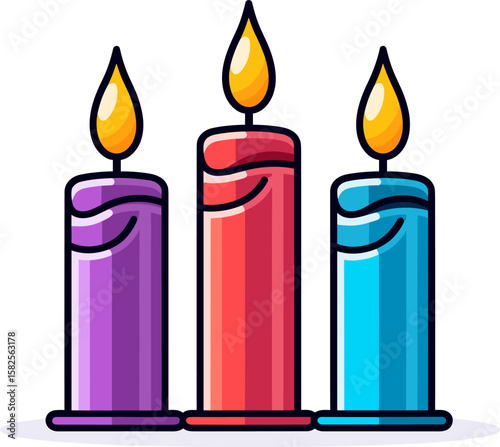 Colorful Candles with Flickering Flames for Spiritual Moments