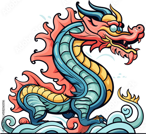 Colorful Mythical Dragon Illustration