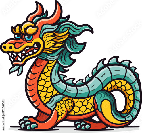 Vibrant Chinese Dragon Illustration: A Symbol of Power and Good Fortune