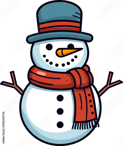 Festive Snowman Cartoon: Winter Holiday Graphic Resource