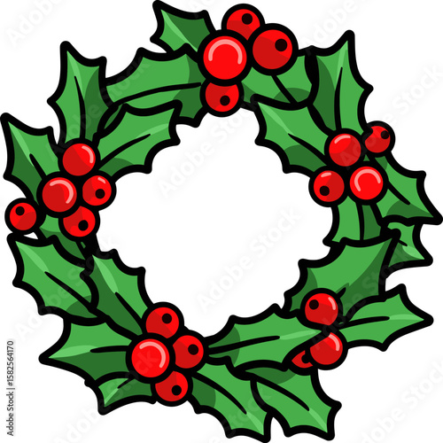Festive Holly Wreath: A Seasonal Graphic Resource for Holiday Cheer