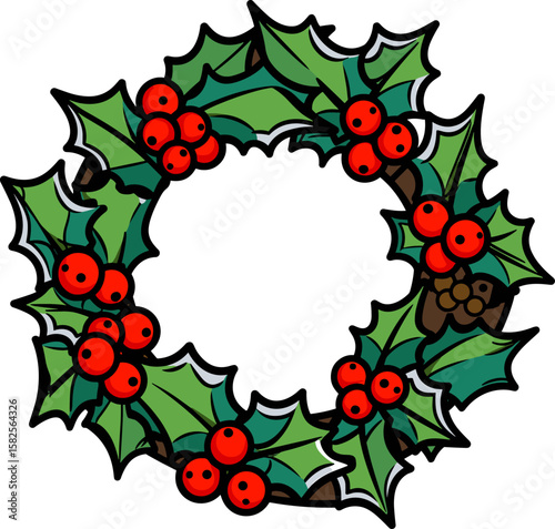 Festive Holly Wreath: A Seasonal Graphic Resource for Holiday Cheer
