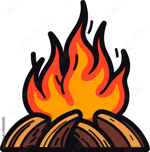 Blazing Bonfire: A Graphic Illustration of Warmth and Light