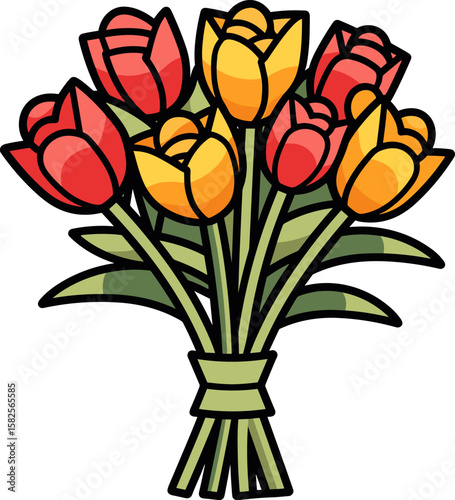 Vibrant Tulip Bouquet: A Burst of Spring Colors and Floral Freshness