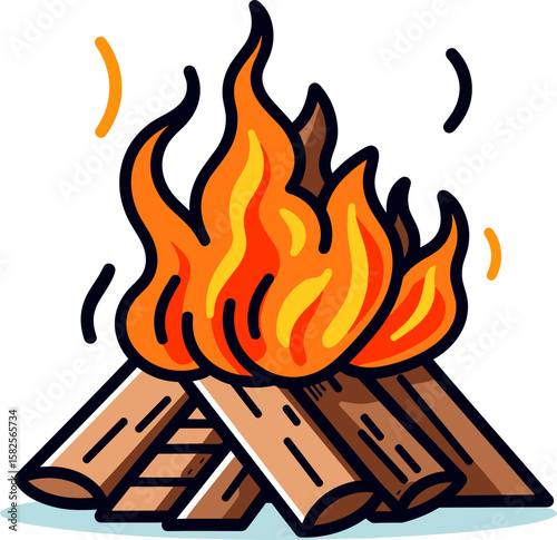 Blazing Bonfire: A Fiery Vector Graphic for Warmth and Energy