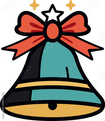 Festive Christmas Bell with Bow and Star for Holiday Season
