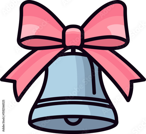 Festive Bell with Bow - Holiday Celebration Graphic Resource