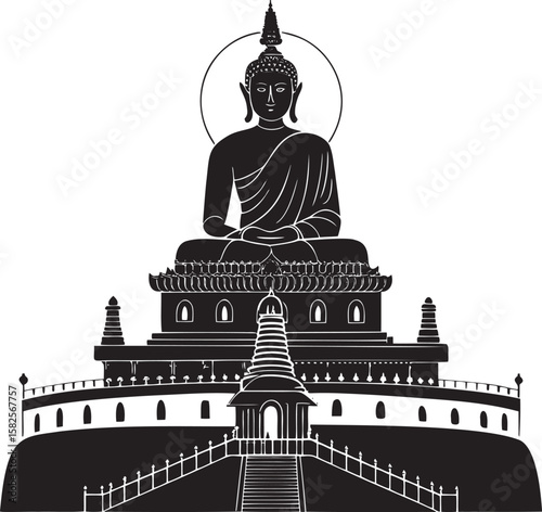 Buddha statue on temple structure architecture religious