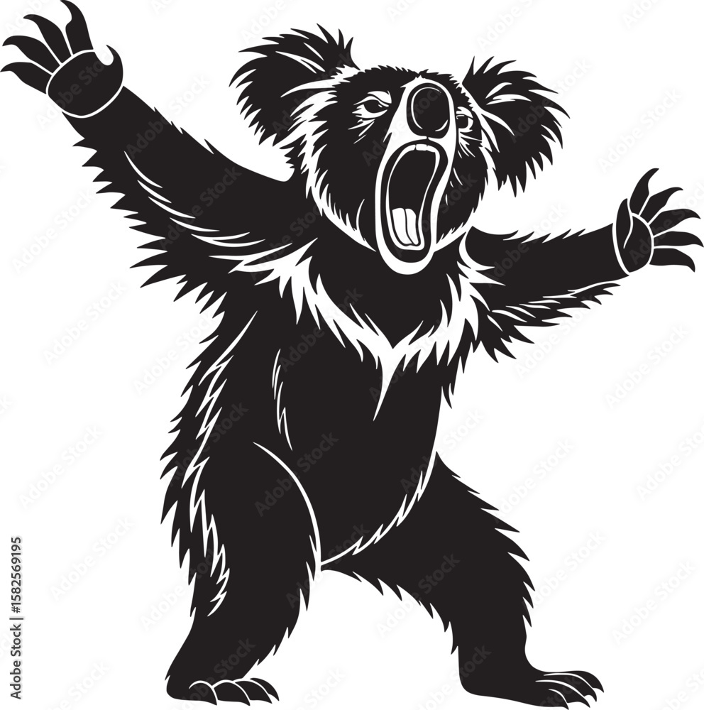 Obraz premium Fierce koala roaring with claws extended animal wildlife