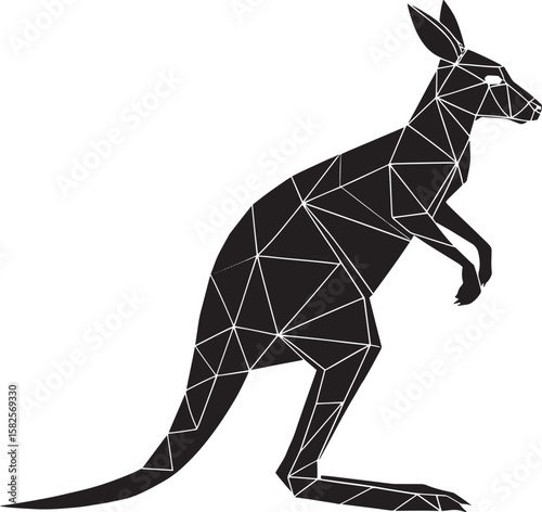 Geometric black kangaroo illustration animal wildlife