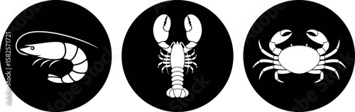 Crab logo. Isolated crab on white background. Shrimp. Lobster