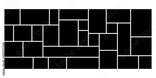 Mosaic template for photo and picture frame with clean layout and collage style. Use for moodboard, background, or album board with organized mood. Great for manga panel or flyer.