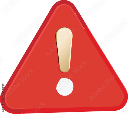 Alert speech bubble with exclamation mark symbol, red message icon on white background.