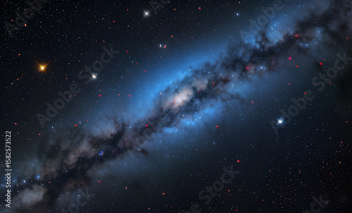 atmo galaxy scene with glowing stars, nebulae, and cosmic trails in the night sky
