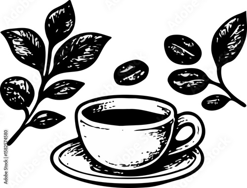 Big cup featuring inspiring text label, capturing coffee culture and emotional resonanc