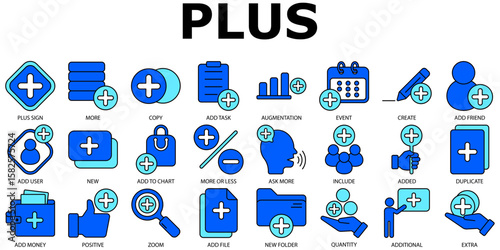 Set of plus Icons or symbols Vector fully editable file.