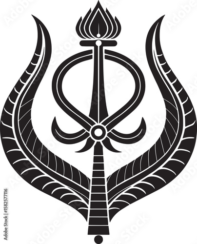 Khanda Sikh symbol black and white religious symbol