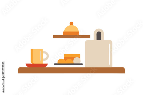 Vector Art Of Kitchen Counter With Breadboard And Utensils