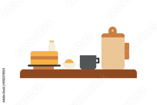 Vector Art Of Kitchen Counter With Breadboard And Utensils