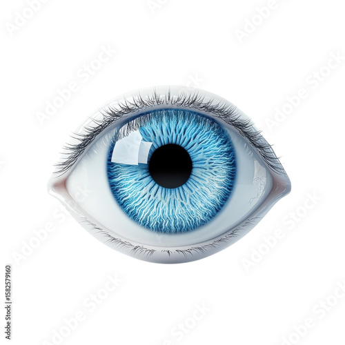 Blue Eye Beauty Intense Focus Detailed Iris Eyelash Clarity Vision on transparent background