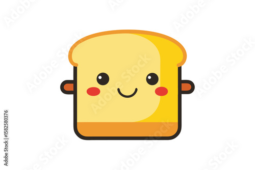 Toaster With Popping Toast Smiling Cute Vector Style