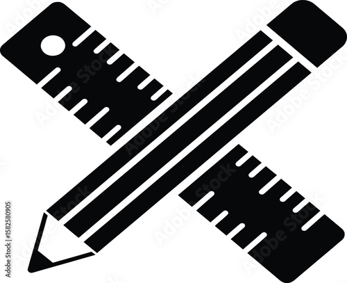 Crossed ruler and pencil graphic, representing design or measurement.