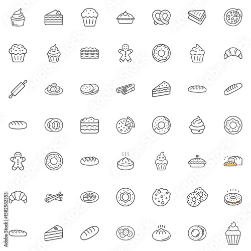 Baking icon set for websites, blogs, clipart, greeting card design, food presentations, bakery menus, educational and awareness materials