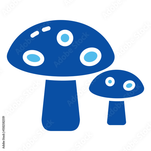 Mushroom Icons In Blue Style, Vector Illustration