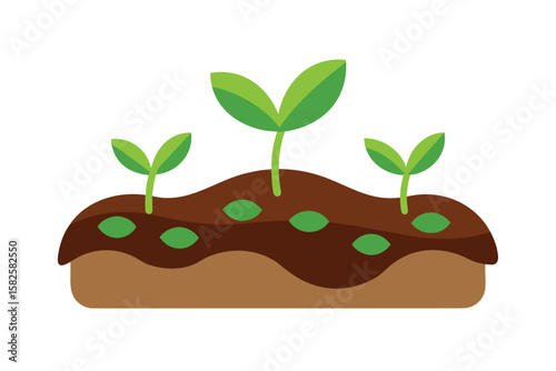 Stylized Patch Of Garden Soil With Sprout