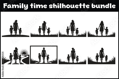 Heartwarming Family Walk Silhouette Bundle