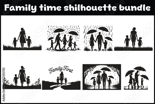 Heartwarming Family Walk Silhouette Bundle