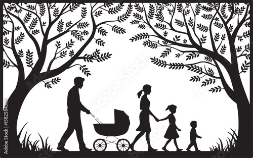 Heartwarming Family Walk Silhouette Bundle