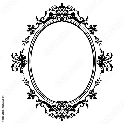 Floral ornate vintage frame vector illustration with decorative retro flower and leaf swirl pattern