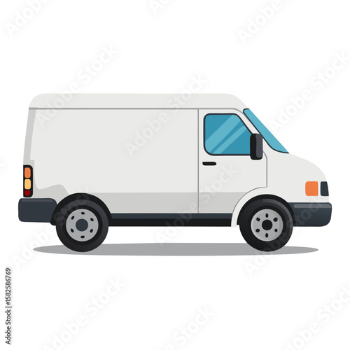 Isolated white delivery van illustration perfect for transport logistics and commercial vehicle design projects and presentations