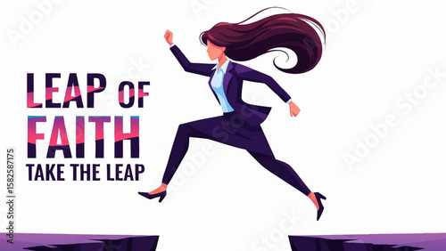Leap of Faith - Take the Leap Business Challenge Vector