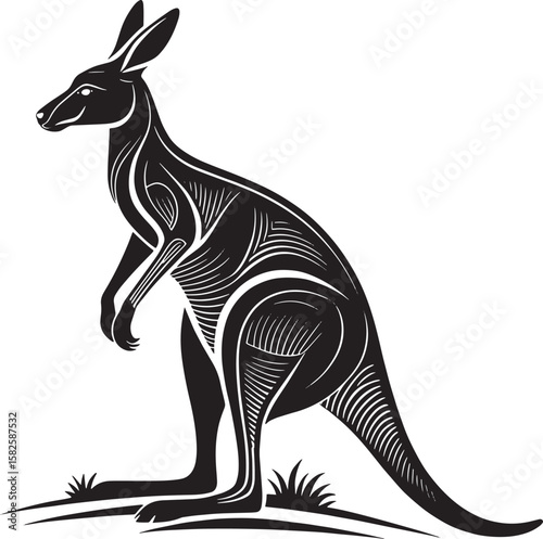 Stylized Kangaroo Silhouette marsupial animal