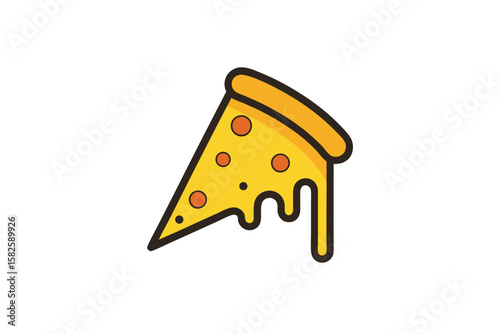 Minimalist Pizza Slice Icon With Cheese Drips