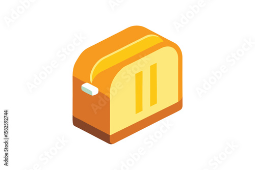 Isometric Cartoon Toaster With Glowing Toast